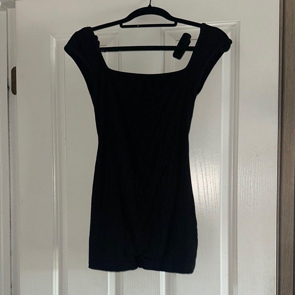 SHEIN Black Bodycon Jumpsuit Square Neck Cap Sleeve